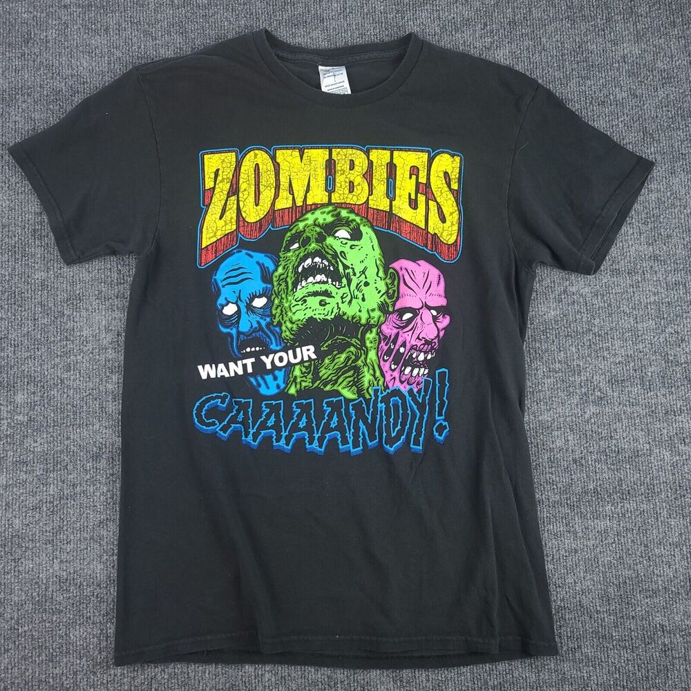 Zombies Graphic T Shirt Mens Medium Black Cotton Halloween Casual